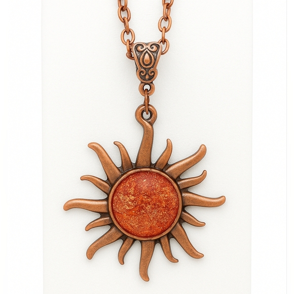 Stunning Solar Copper Foil & Resin Pendant Necklace - Picture 1 of 4